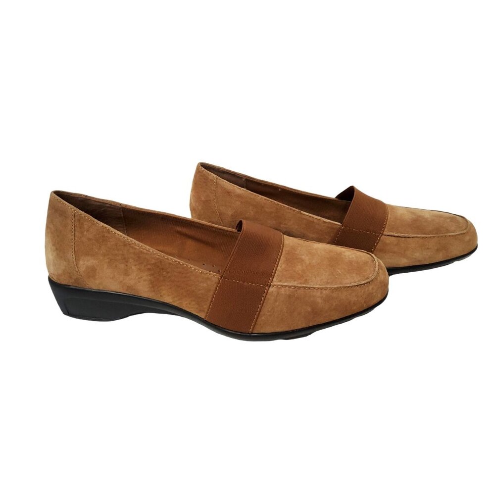 easy street womens 5th avenue plush brush leather slip on loafers size 8m.